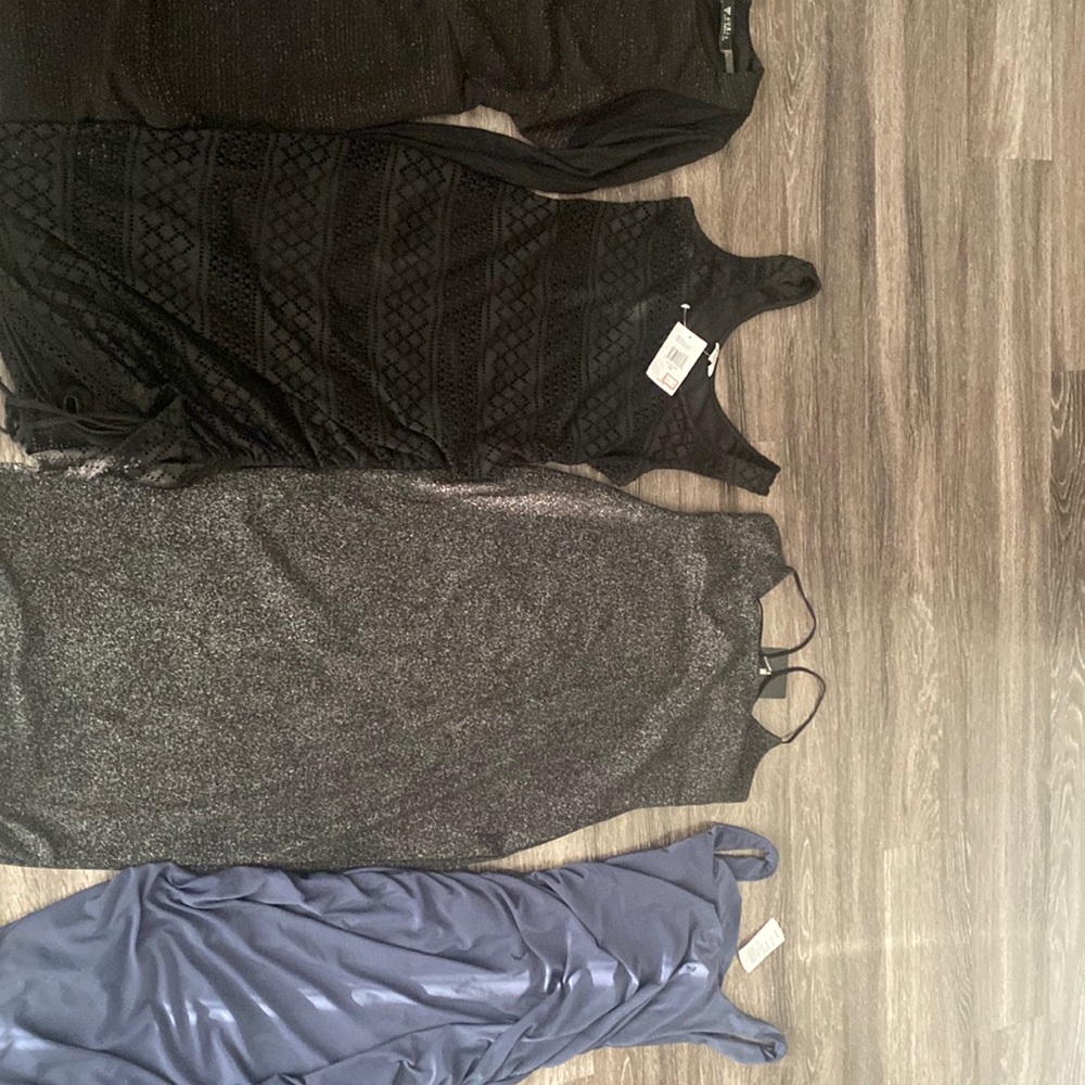 2 midi dress shine black and dark grey 1 size L brand new